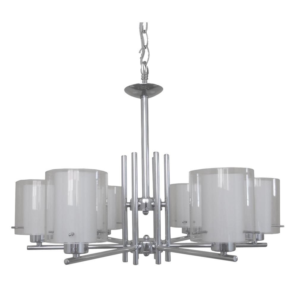 Whitfield Lighting-CH28055-6CH-Dominic - Six Light Chandelier   Chrome Finish with White and Clear Glass