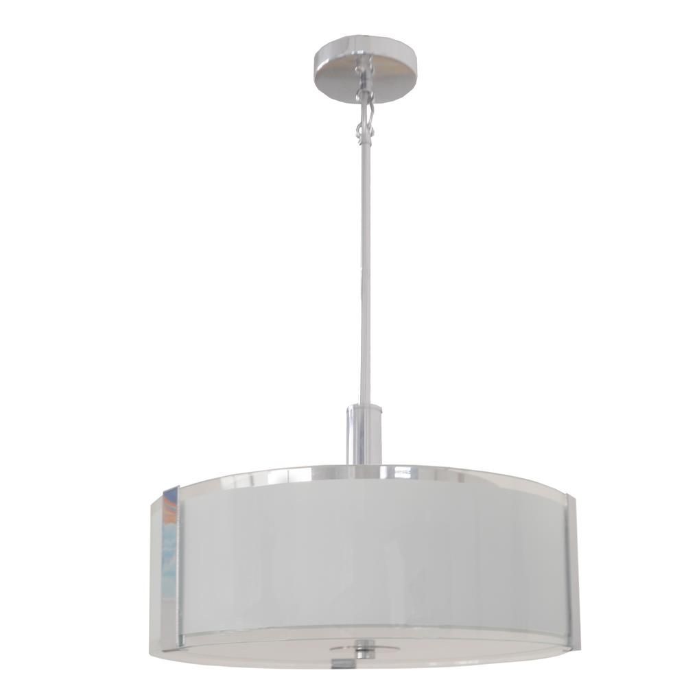 Whitfield Lighting-CH4029-16CH-Catherine - Three Light Chandelier   Chrome Finish with White and Clear Glass