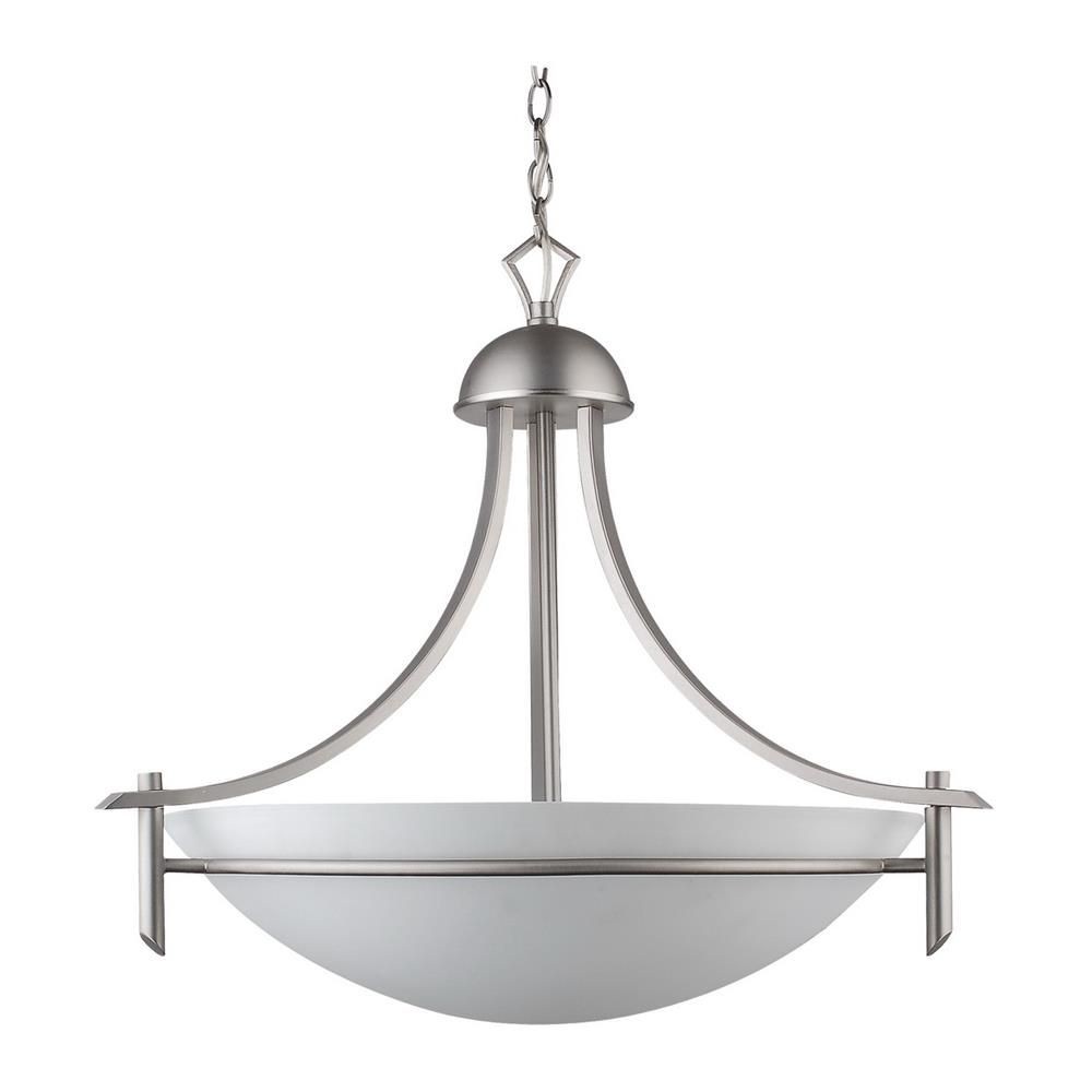 Whitfield Lighting-CH89-22BPT-Kelsey Twenty Two-Inch Three-Light Bowl Chandelier Brushed Pewter with Dove White Glass   Brushed Pewter Finish with Dove White Glass