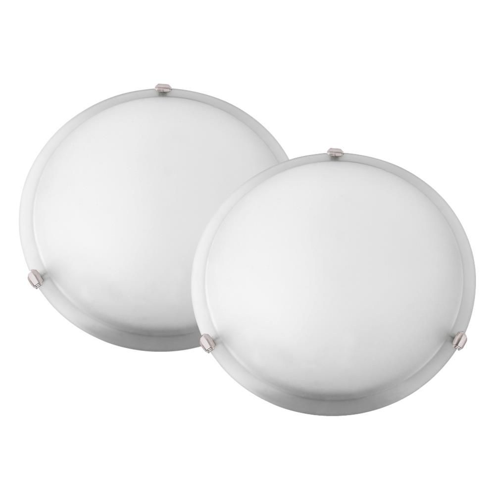 Whitfield Lighting-FM9-12AWSSTWINPACK-Twin - Two Light Flush Mount (Pack of 2) Satin Steel Acid Washed Satin Steel Finish with Acid Wash Glass