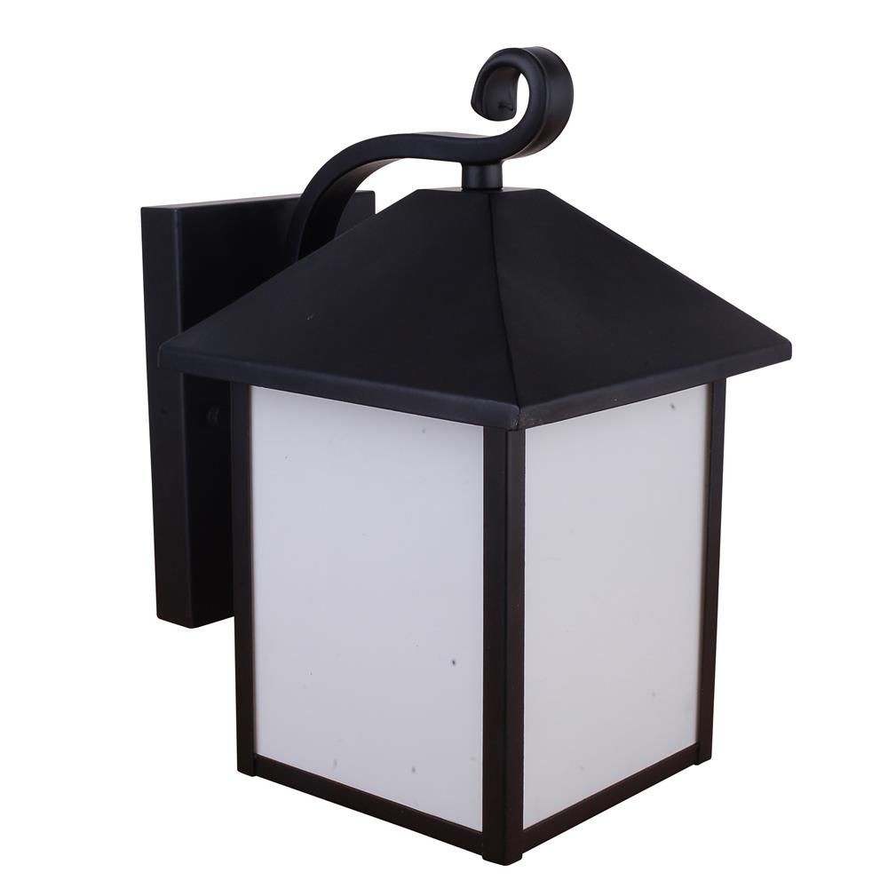 Whitfield Lighting-OWL312-BK-Emily - One Light Outdoor Wall Mount   Black Finish with White Glass