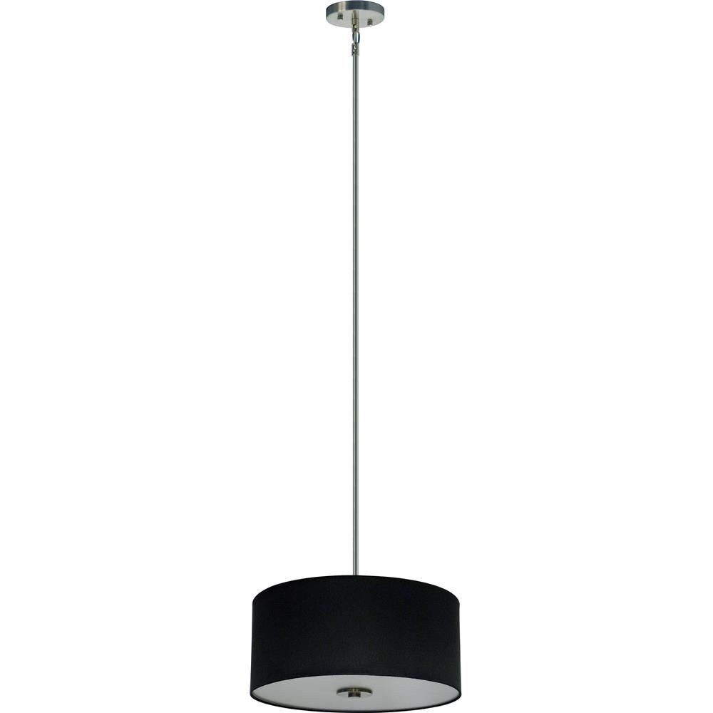 Whitfield Lighting-SH1607-BSSS-Modena Sixteen-Inch Three-Light Drum Shade Satin Steel with Black Stealth Fabric Shade   Satin Steel Finish with Black Stealth Shade