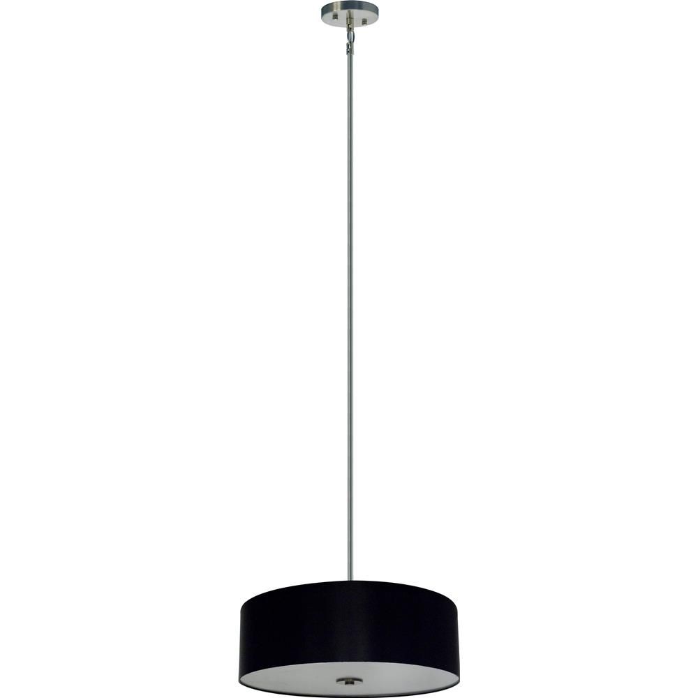 Whitfield Lighting-SH2207-BSSS-Modena Twenty Two-Inch Four-Light Drum Shade Satin Steel with Black Stealth Fabric Shade   Satin Steel Finish with Black Stealth Shade