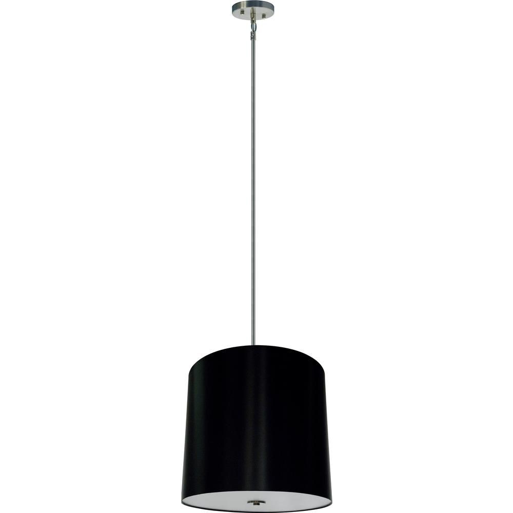 Whitfield Lighting-SH2220-BSSS-Modena Twenty Two-Inch Five-Light Drum Shade Satin Steel with Black Stealth Fabric Shade   Satin Steel Finish with Black Stealth Shade