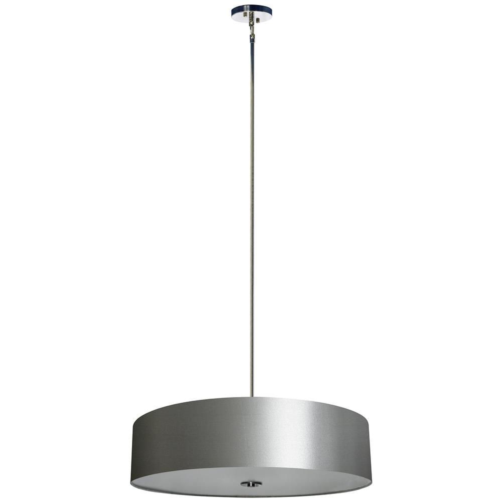 Whitfield Lighting-SH3007-GRYCH-Modena - Five Light Drum Chandelier   Chrome Finish with Grey Fabric Shade