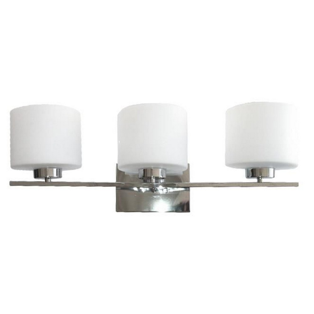 Whitfield Lighting-VL207-3CH-Jaelyn - Three Light Bath Bar Chrome  Satin Steel Finish with Dove White Glass