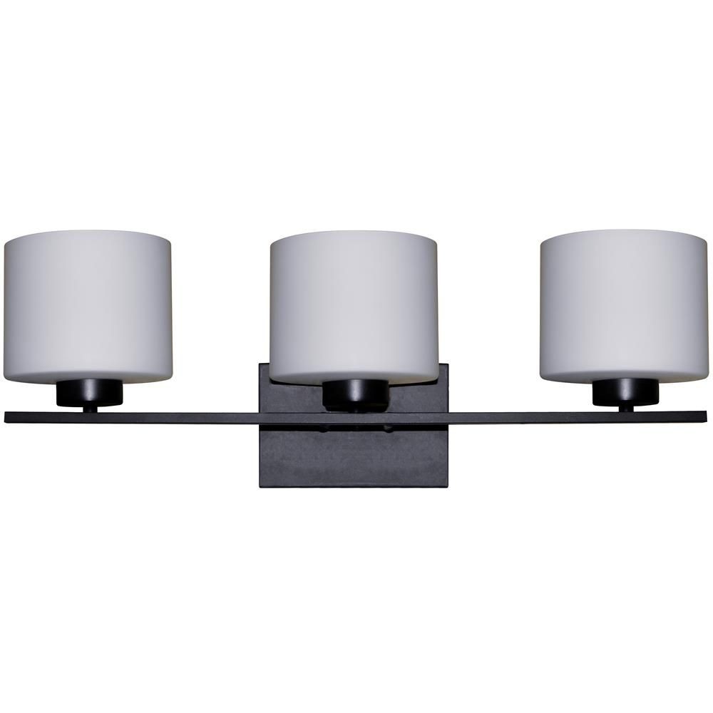 Whitfield Lighting-VL207-3EBZ-Jaelyn - Three Light Bath Bar Ebony Bronze  Satin Steel Finish with Dove White Glass