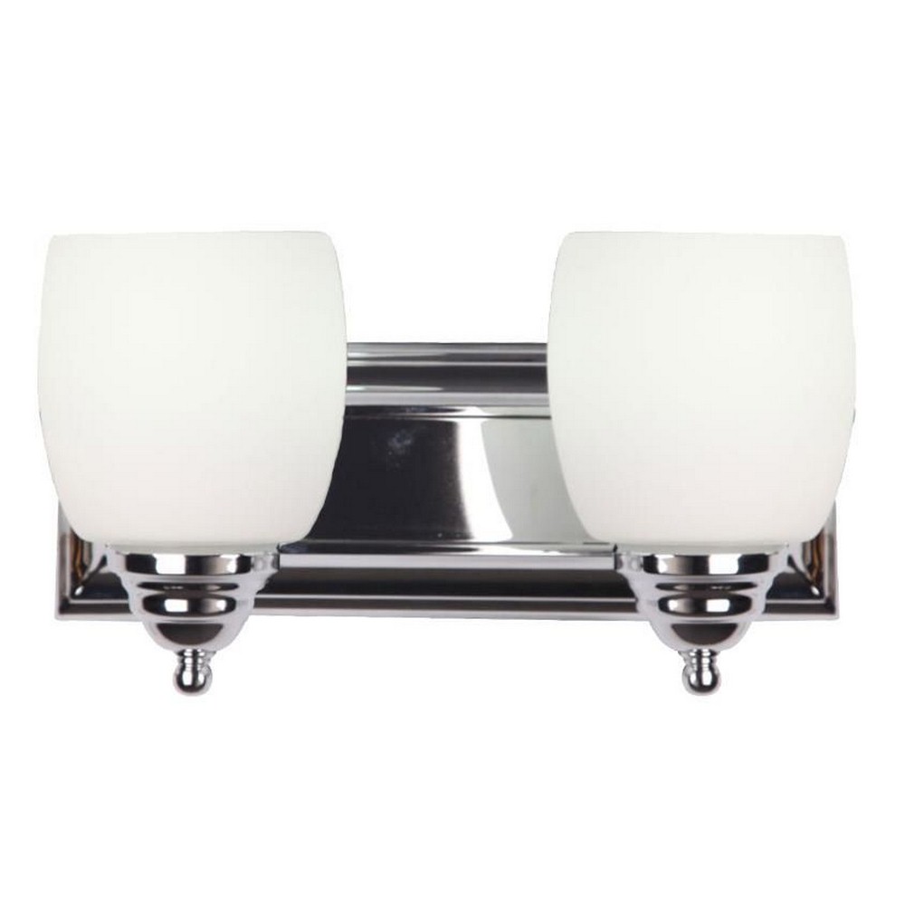 Whitfield Lighting-VL25-2CH-Shantal Eleven-Inch Two-Light Vanity Chrome with White Glass   Chrome Finish with White Glass