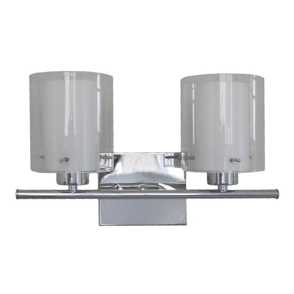 Whitfield Lighting-VL28055-2CH-Dominic - Two Light Bath Bar   Chrome Finish with Clear and White Glass