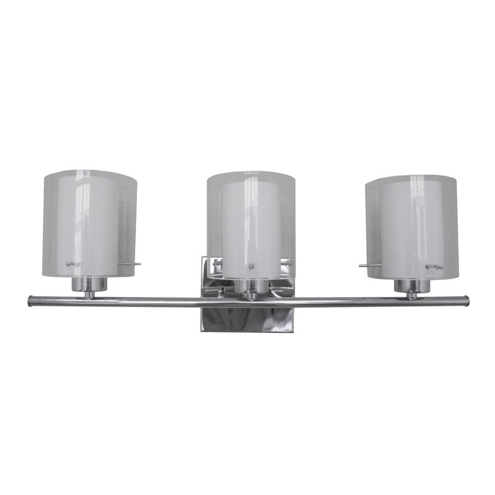 Whitfield Lighting-VL28055-3CH-Dominic - Three Light Bath Bar   Chrome Finish with Clear and White Glass