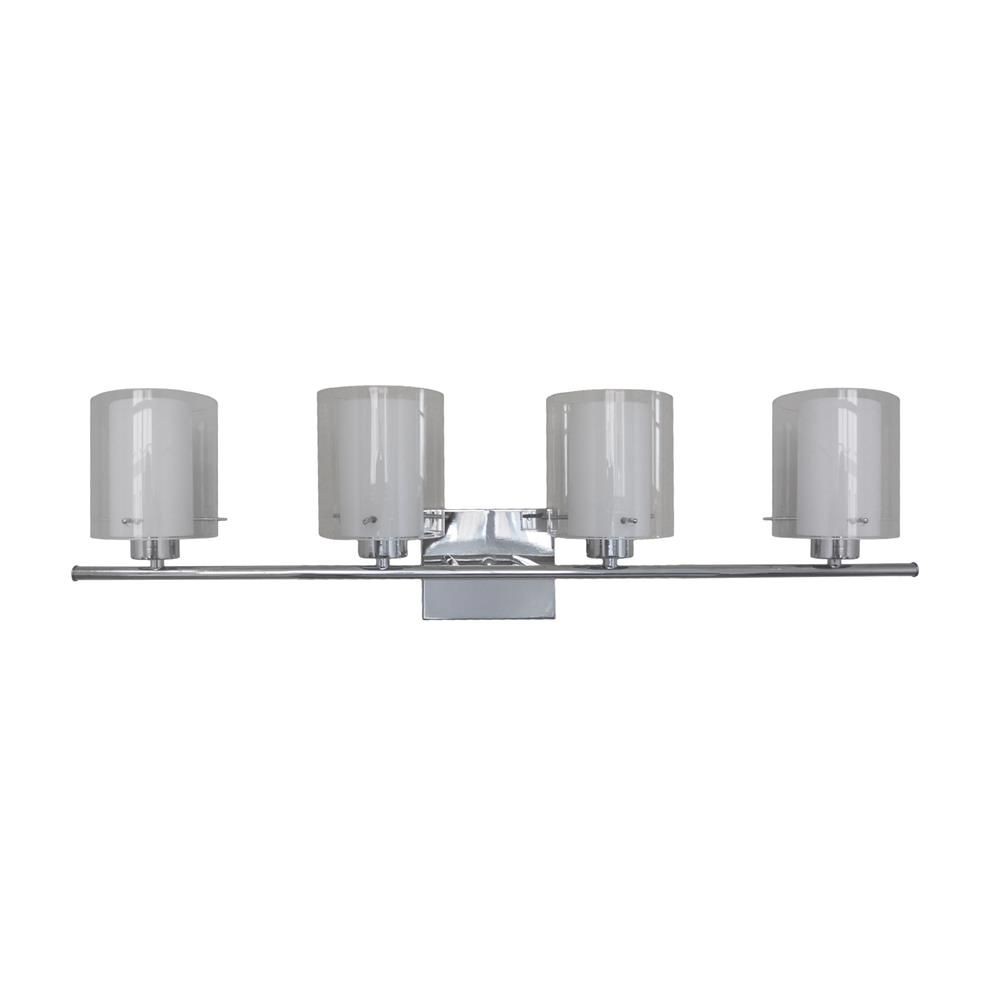 Whitfield Lighting-VL28055-4CH-Dominic - Four Light Bath Bar   Chrome Finish with Clear and White Glass