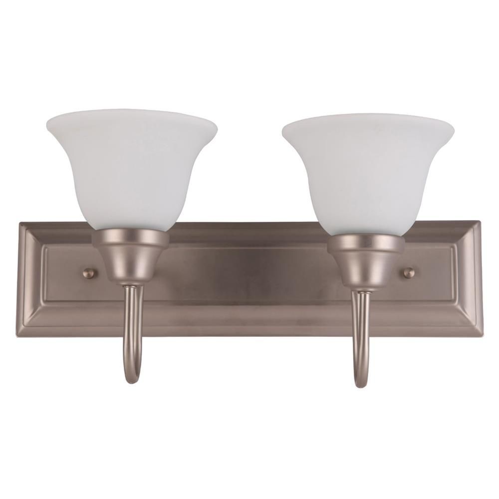 Whitfield Lighting-VL360-2SN-Karly Eighteen-Inch Two-Light Vanity Satin Nickel with White Glass   Satin Nickel Finish with White Glass