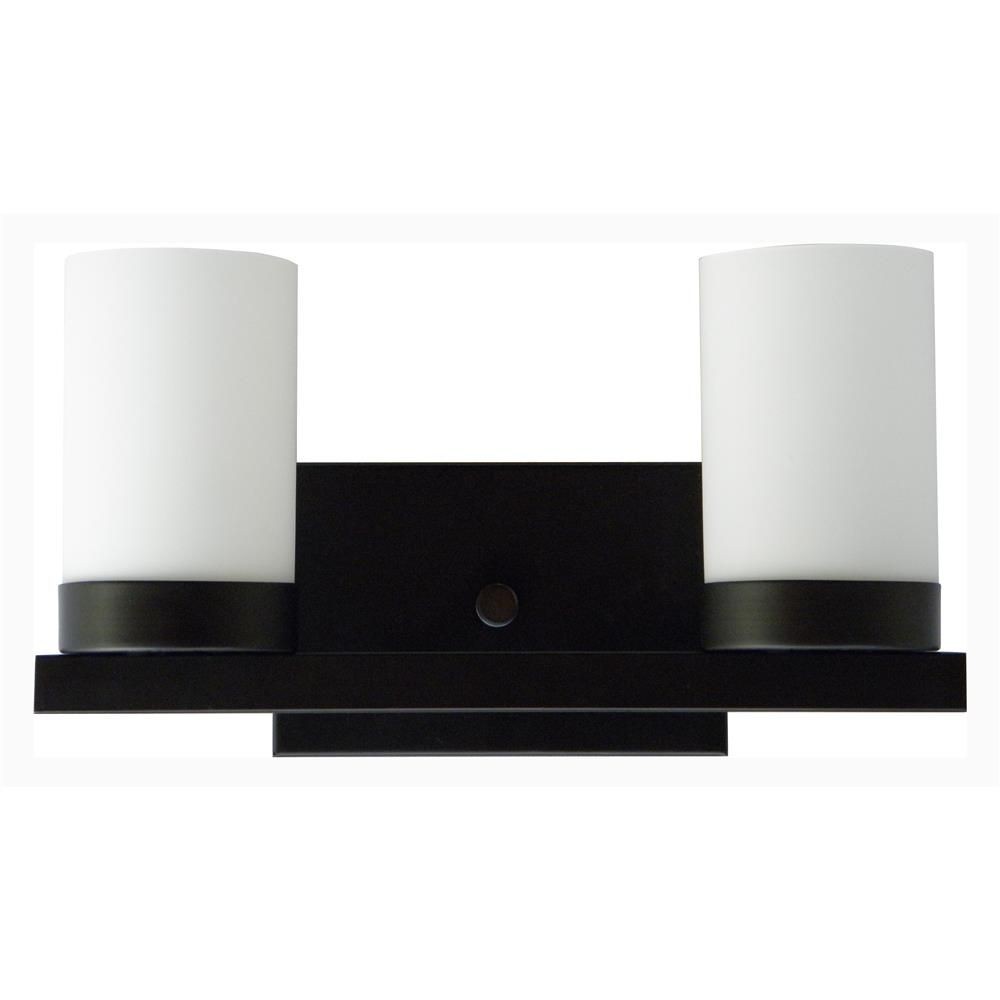 Whitfield Lighting-VL429-2EBZ-Harvey - Two Light Bath Vanity   Ebony Bronze Finish with White Glass