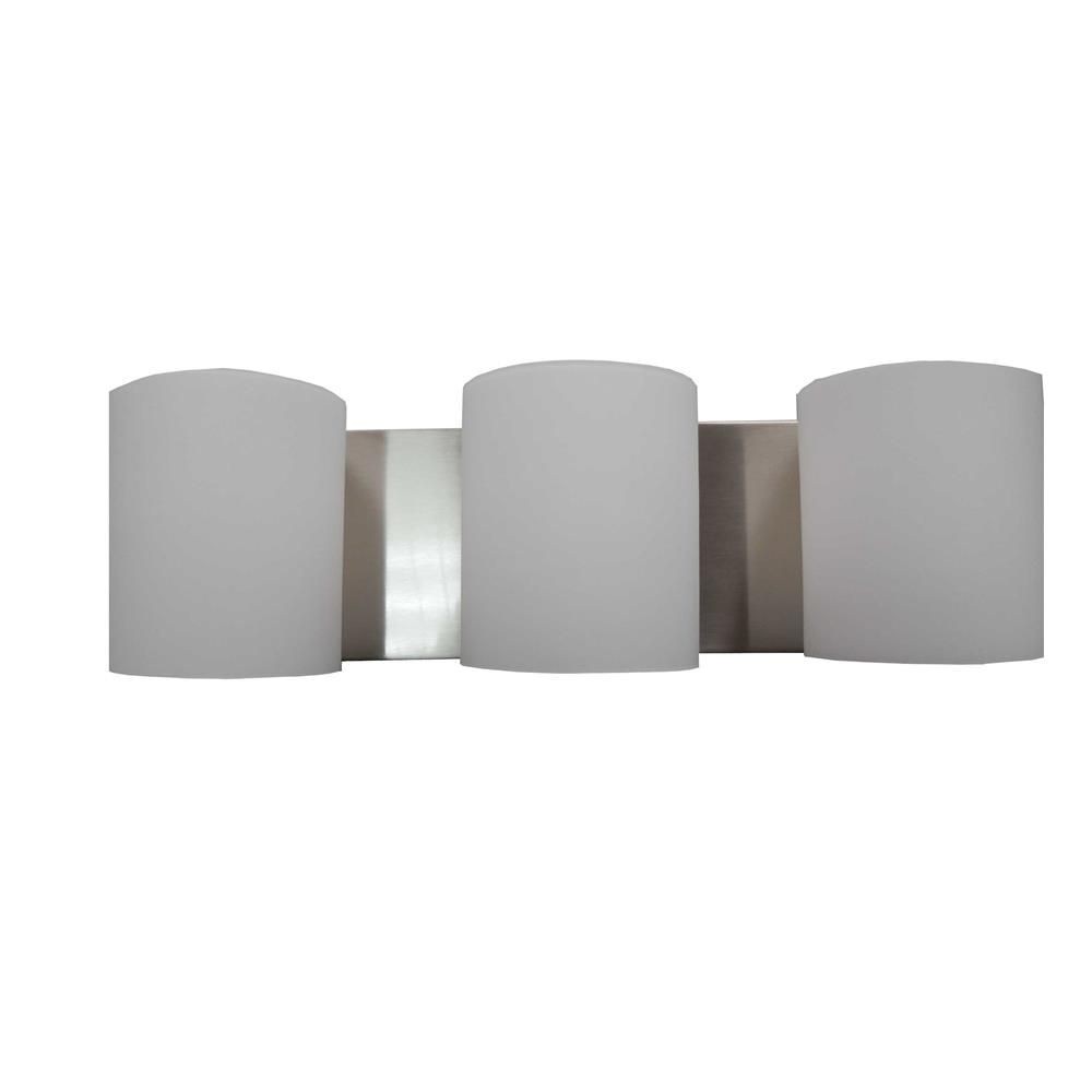 Whitfield Lighting-VL7023-3SS-Hudson - Three Light Bath Bar   Satin Steel Finish with White Glass