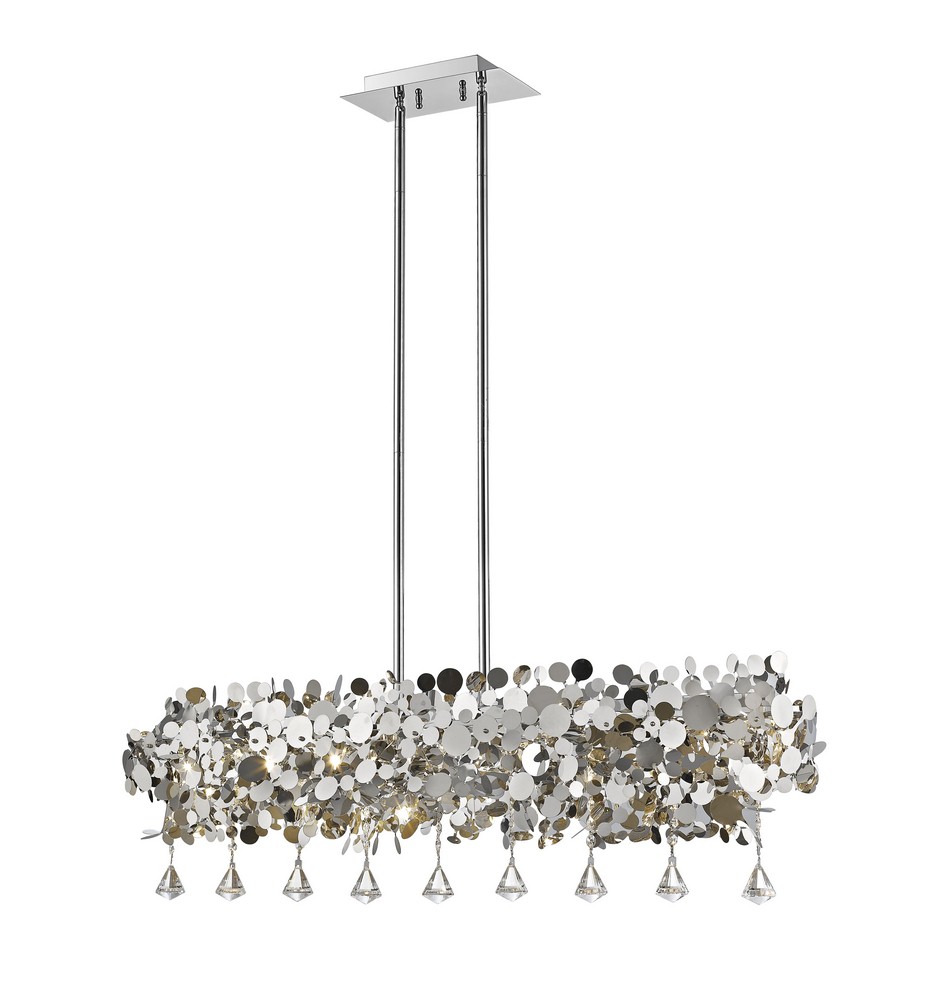 Z-Lite-1001-42CH-Monaco - 8 Light Pendant in Metropolitan Style - 12 Inches Wide by 10.63 Inches High   Chrome Finish with Chrome Metal Shade