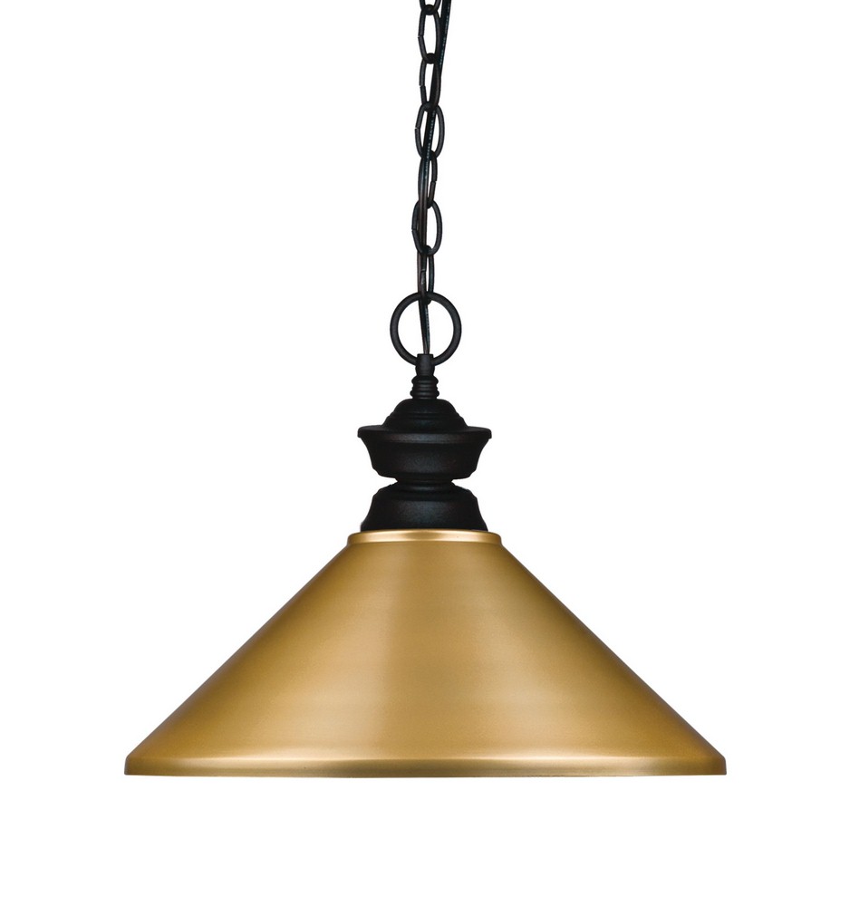 Z-Lite-100701MB-MSG-1 Light Pendant Matte Black  Olde Bronze Finish with Satin Gold Metal Shade