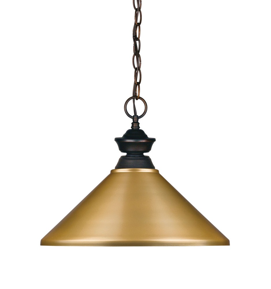 Z-Lite-100701OB-MSG-1 Light Pendant Olde Bronze  Olde Bronze Finish with Satin Gold Metal Shade