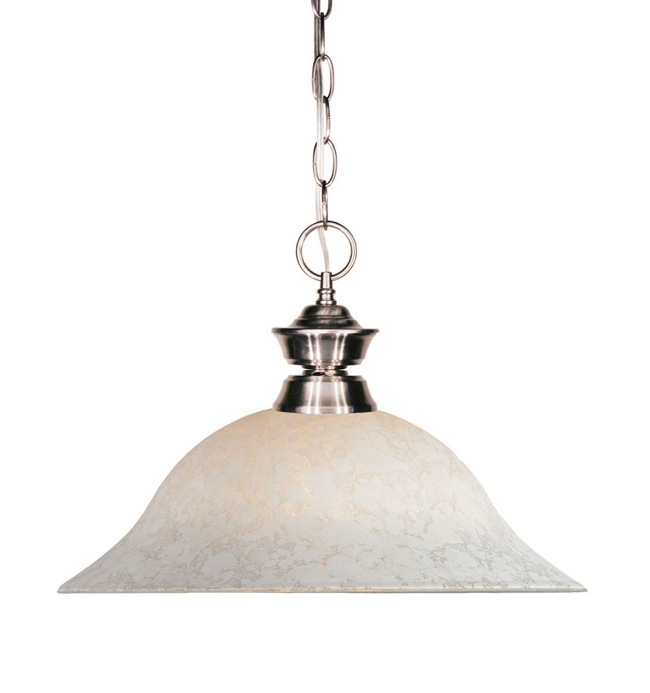 Z-Lite-100701BN-WM16-Riviera - 1 Light Pendant in Billiard Style - 16 Inches Wide by 12 Inches High   Brushed Nickel Finish with White Mottle Glass