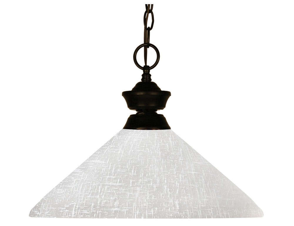 Z-Lite-100701BRZ-AWL14-Challenger - 1 Light Pendant in Classical Style - 14 Inches Wide by 11 Inches High   Bronze Finish with White Linen Glass