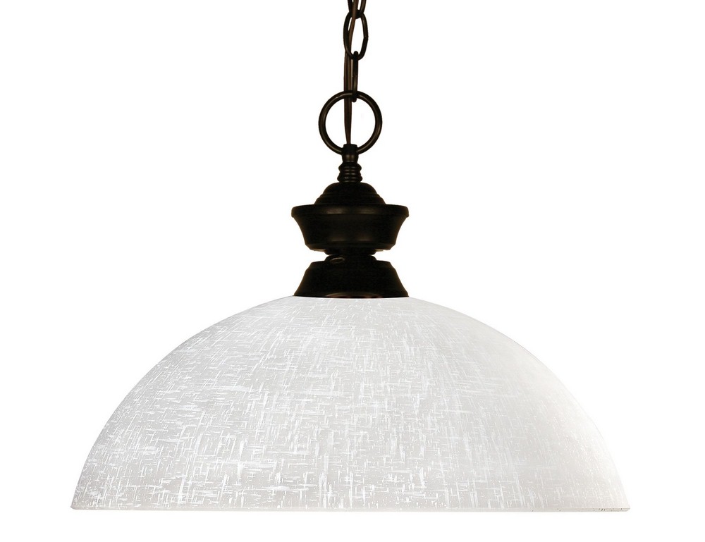 Z-Lite-100701BRZ-DWL14-Riviera - 1 Light Pendant in Billiard Style - 14 Inches Wide by 11 Inches High   Bronze Finish with White Linen Glass