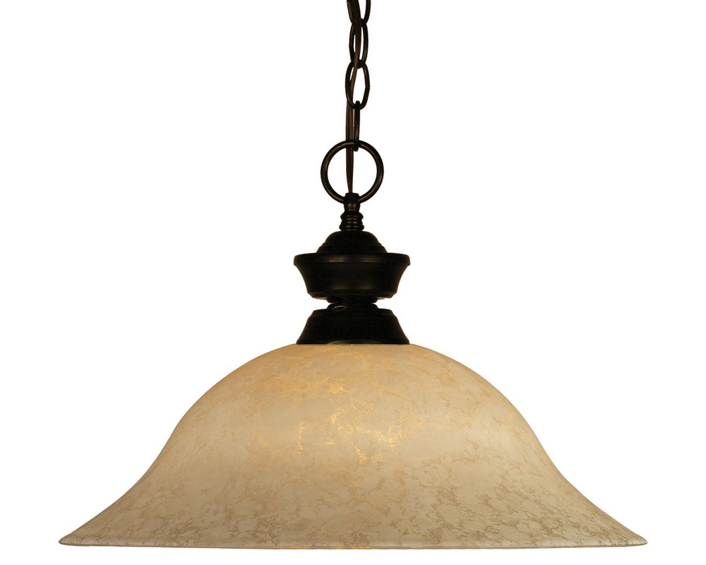 Z-Lite-100701BRZ-GM16-Pendant Lights - 1 Light Pendant in Classical Style - 16 Inches Wide by 12 Inches High   Bronze Finish with Golden Mottle Glass