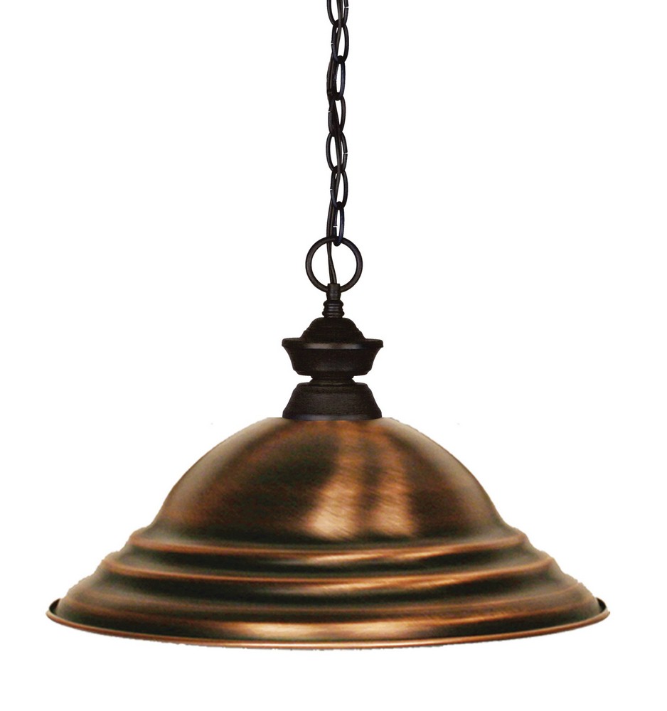 Z-Lite-100701BRZ-SAC-Shark - 1 Light Island/Billiard in Billiard Style - 16 Inches Wide by 11.5 Inches High   Bronze Finish with Antique Copper Metal Shade