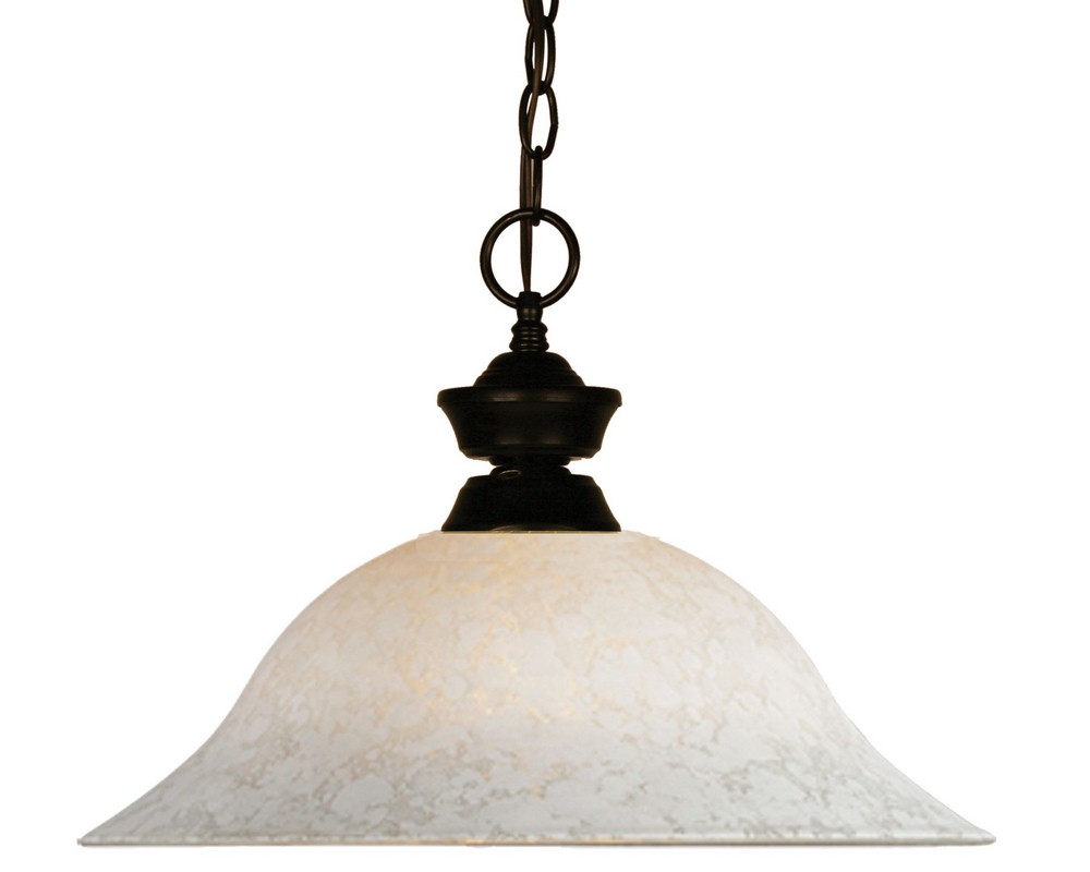 Z-Lite-100701BRZ-WM16-Pendant Lights - 1 Light Pendant in Classical Style - 16 Inches Wide by 12 Inches High   Bronze Finish with White Mottle Glass