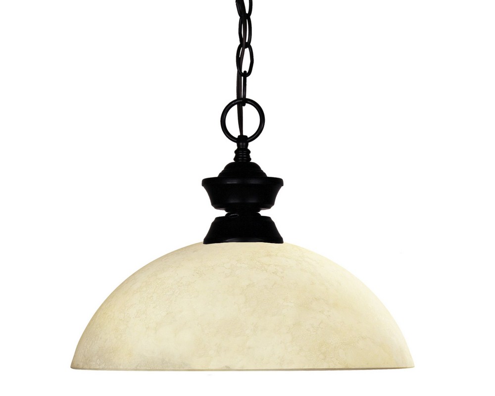 Z-Lite-100701MB-DGM14-Windsor - 1 Light Pendant in Classical Style - 14 Inches Wide by 11 Inches High   Matte Black Finish with Golden Mottle Glass