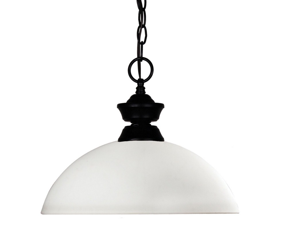 Z-Lite-100701MB-DMO14-Shark/Windsor - 1 Light Pendant in Billiard Style - 14 Inches Wide by 11 Inches High   Matte Black Finish with Matte Opal Glass