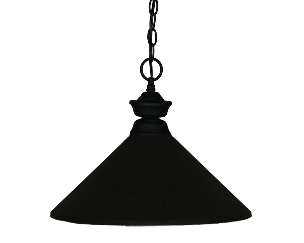 Z-Lite-100701MB-MMB-Pendant Lights - 1 Light Pendant in Classical Style - 14 Inches Wide by 8 Inches High   Matte Black Finish with Matte Black Metal Shade