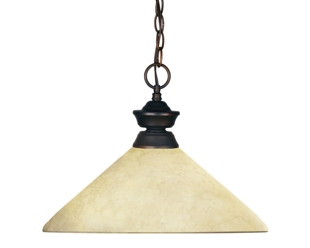 Z-Lite-100701OB-AGM14-Riviera - 1 Light Pendant in Billiard Style - 14 Inches Wide by 11 Inches High   Olde Bronze Finish with Golden Mottle Glass