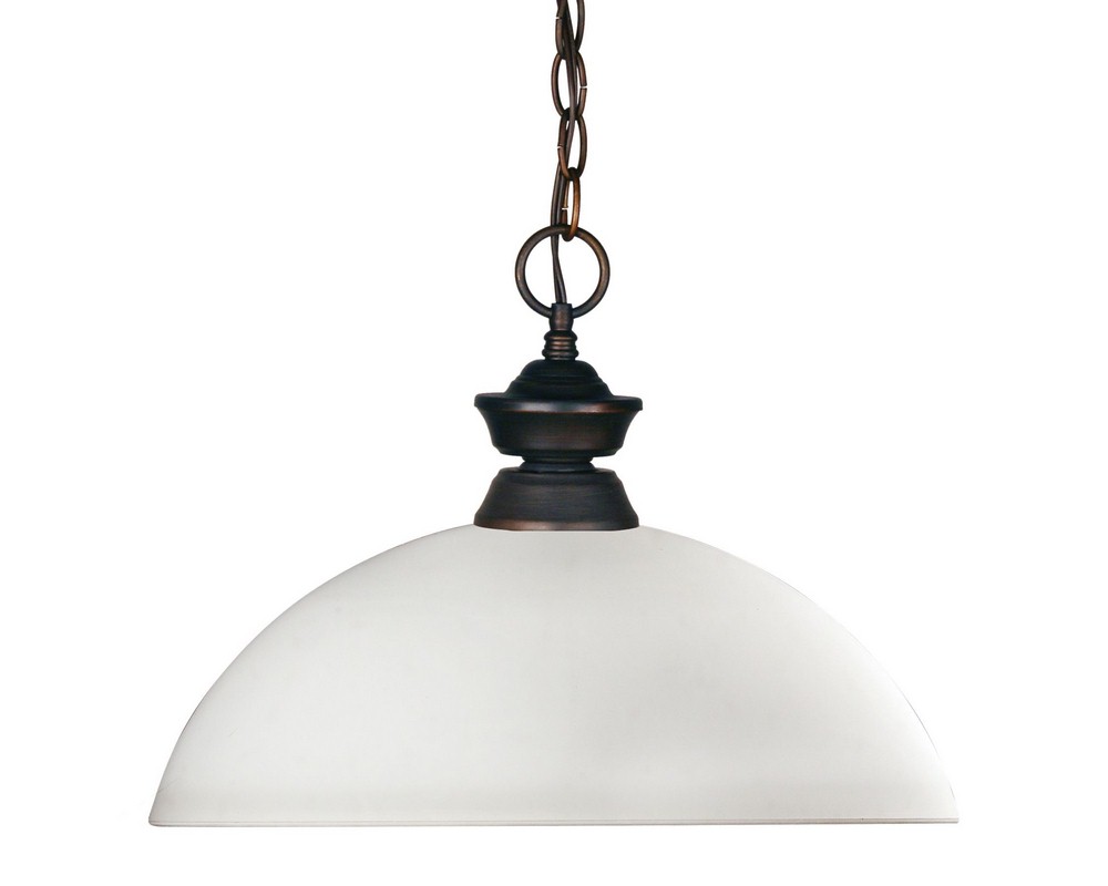 Z-Lite-100701OB-DMO14-Riviera - 1 Light Pendant in Billiard Style - 14 Inches Wide by 11 Inches High   Olde Bronze Finish with Matte Opal Glass