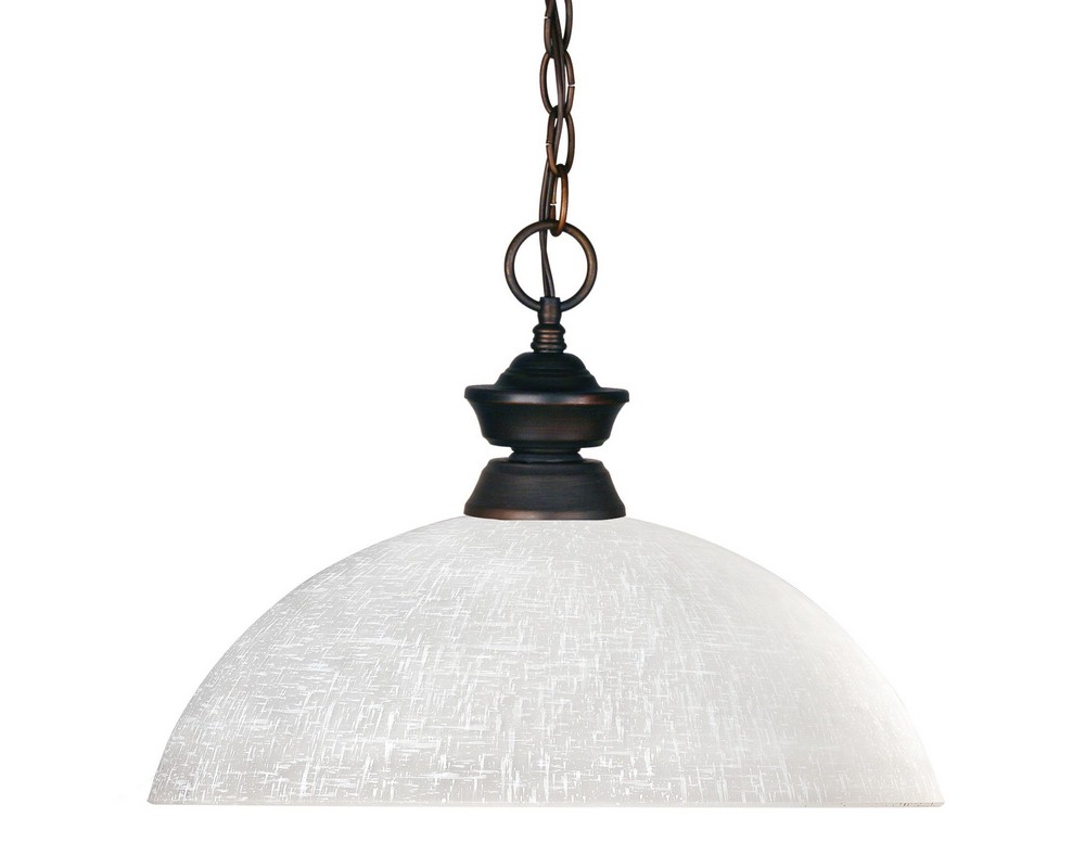 Z-Lite-100701OB-DWL14-Riviera - 1 Light Pendant in Billiard Style - 14 Inches Wide by 11 Inches High   Olde Bronze Finish with White Linen Glass