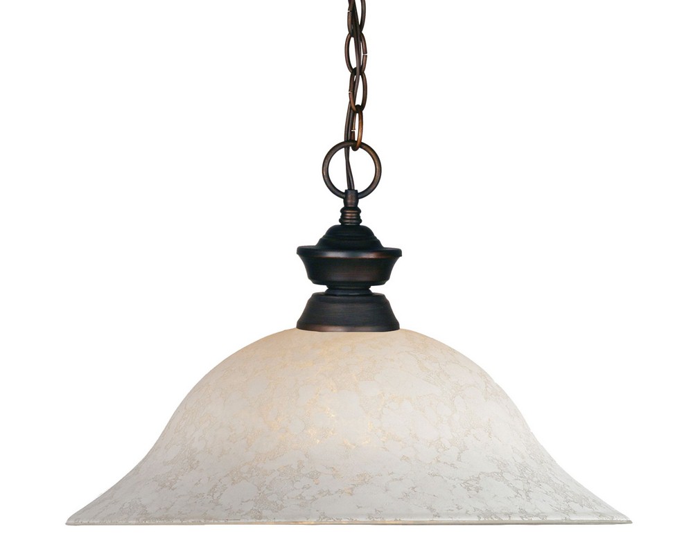 Z-Lite-100701OB-WM16-Shark - 1 Light Pendant in Classical Style - 16 Inches Wide by 12 Inches High   Olde Bronze Finish with White Mottle Glass