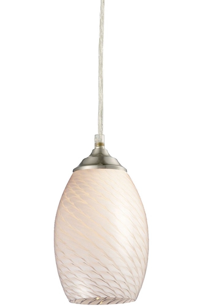 Z-Lite-131W-BN-Jazz - 1 Light Mini Pendant in Seaside Style - 5 Inches Wide by 8 Inches High   Brushed Nickel Finish with White Glass