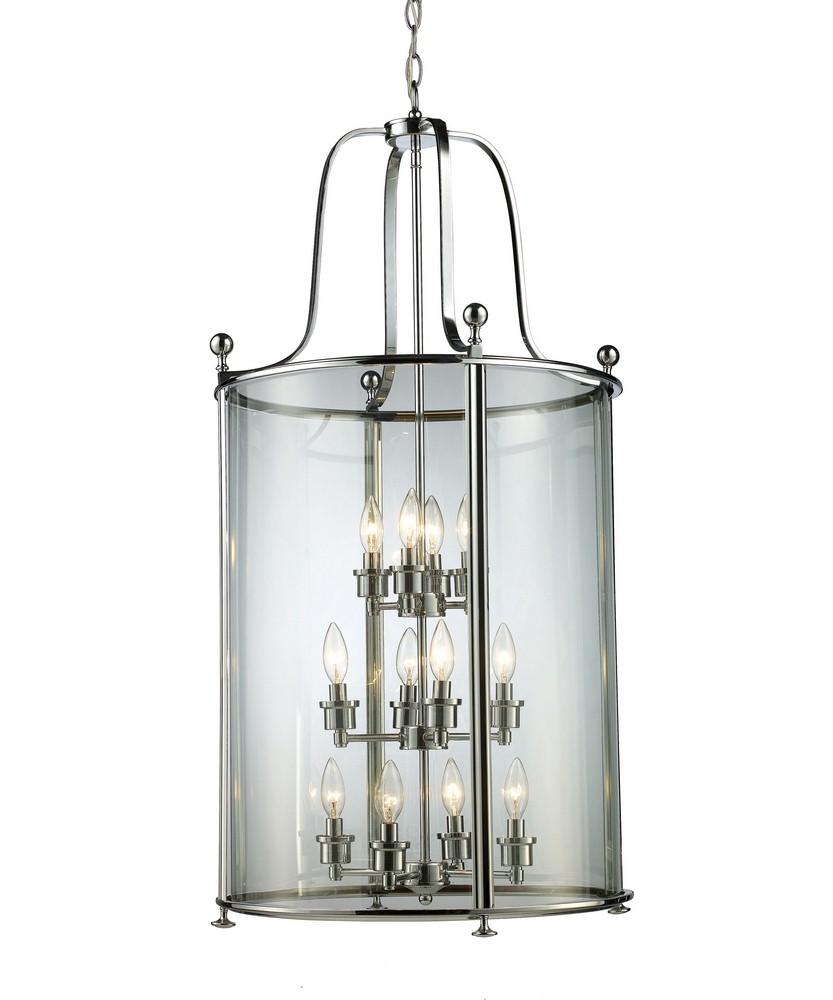 Z-Lite-134-12-Wyndham - 12 Light Pendant in Gothic Style - 21.5 Inches Wide by 43.5 Inches High   Chrome Finish with Clear Glass