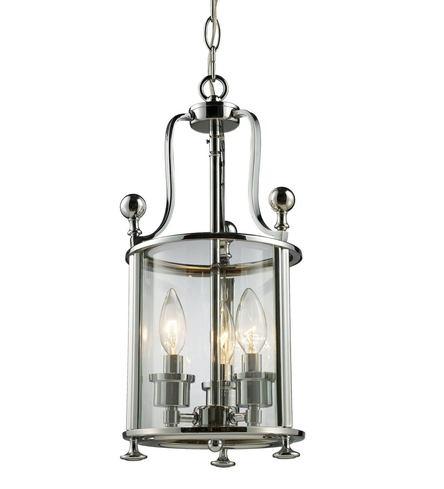 Z-Lite-134-3-Wyndham - 3 Light Pendant in Gothic Style - 8.5 Inches Wide by 17.75 Inches High   Chrome Finish with Clear Glass