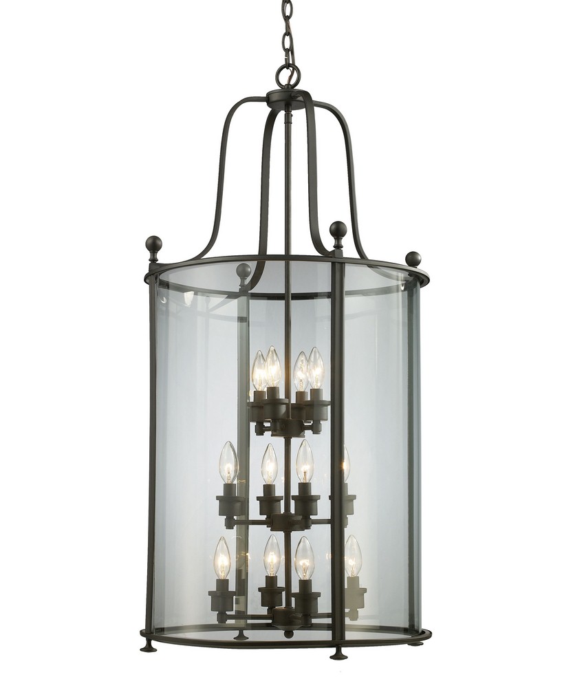 Z-Lite-135-12-Wyndham - 12 Light Pendant in Gothic Style - 21.5 Inches Wide by 43.5 Inches High   Bronze Finish with Clear Glass