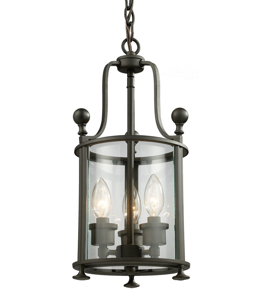 Z-Lite-135-3-Wyndham - 3 Light Pendant in Gothic Style - 8.5 Inches Wide by 17.75 Inches High   Bronze Finish with Clear Glass