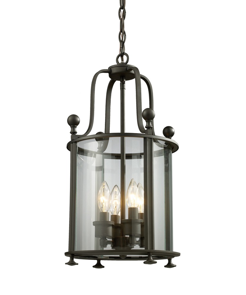Z-Lite-135-4-Wyndham - 4 Light Pendant in Gothic Style - 11.5 Inches Wide by 21.63 Inches High   Bronze Finish with Clear Glass