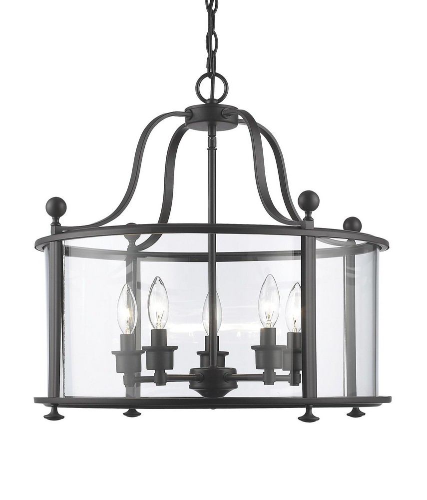 Z-Lite-135-5-Wyndham - 5 Light Pendant in Old World Style - 21.25 Inches Wide by 20 Inches High Bronze  Brushed Nickel Finish with Clear Glass