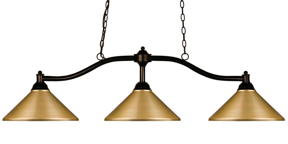 Z-Lite-147BRZ-MSG-Chance - 3 Light Island/Billiard   Bronze Finish with Satin Gold Metal Shade