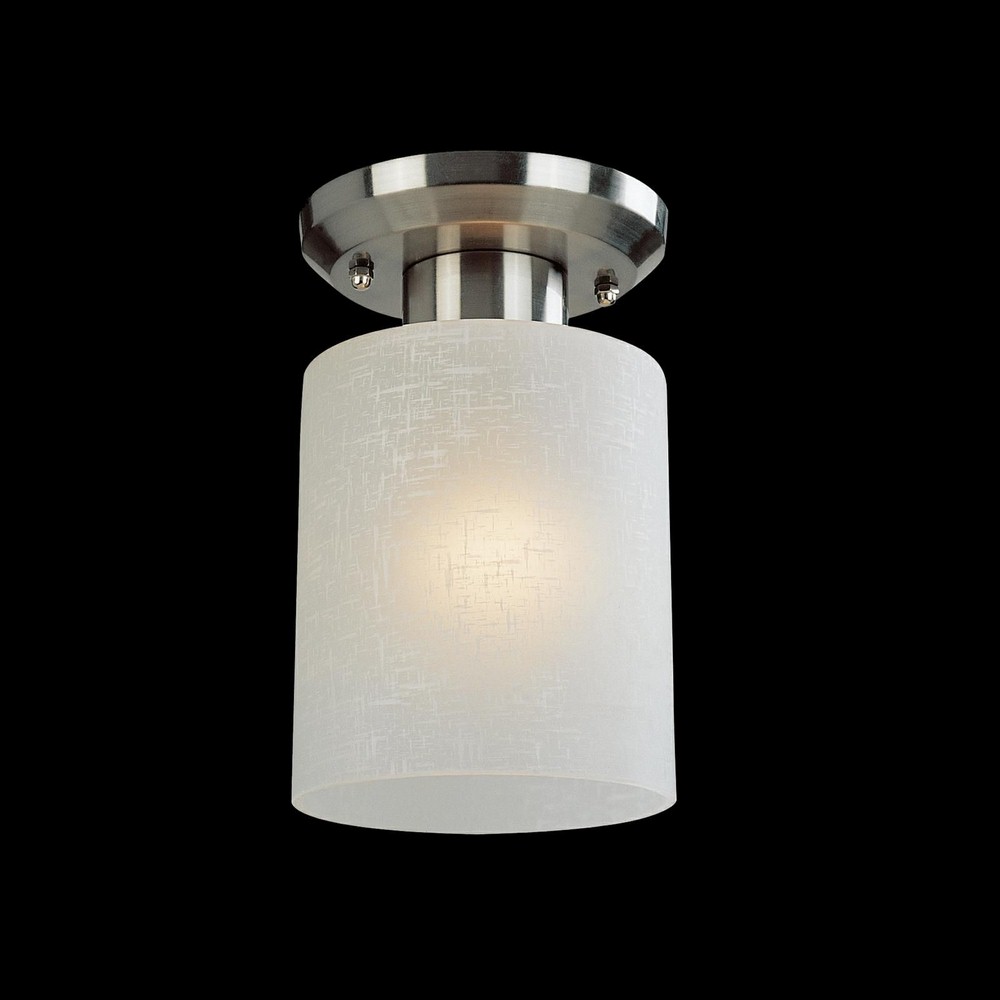 Z-Lite-152F-1-Cobalt - 1 Light Flush Mount in Fusion Style - 5 Inches Wide by 8 Inches High   Brushed Nickel Finish with White Linen Glass