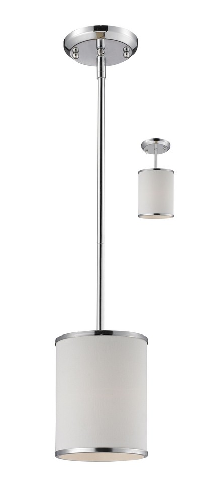Z-Lite-164-6-Cameo - 1 Light Mini Pendant in Metropolitan Style - 6 Inches Wide by 6 Inches High   Chrome Finish with White Linen Fabric Shade