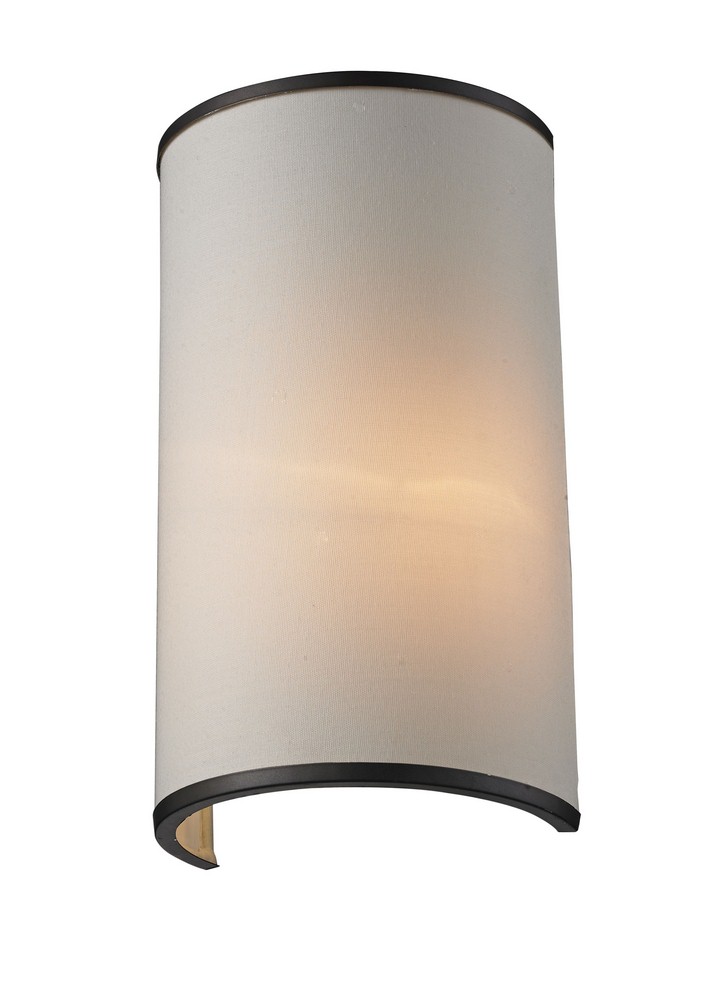 Z-Lite-165-1S-Cameo - 1 Light Wall Sconce in Metropolitan Style - 6.63 Inches Wide by 11.63 Inches High   Factory Bronze Finish with Creme Linen Fabric Shade