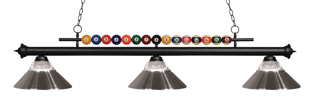 Z-Lite-170MB-RBN-Shark - 3 Light Island/Billiard in Billiard Style - 16 Inches Wide by 15 Inches High   Shark - 3 Light Island/Billiard in Billiard Style - 16 Inches Wide by 15 Inches High