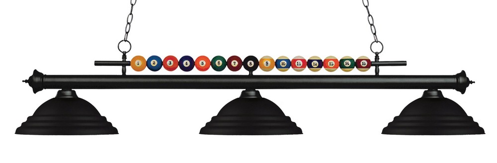 Z-Lite-170MB-SMB-Shark - 3 Light Island/Billiard in Billiard Style - 16 Inches Wide by 15 Inches High Matte Black No Glass Included Matte Black Finish with Antique Copper Metal Shade