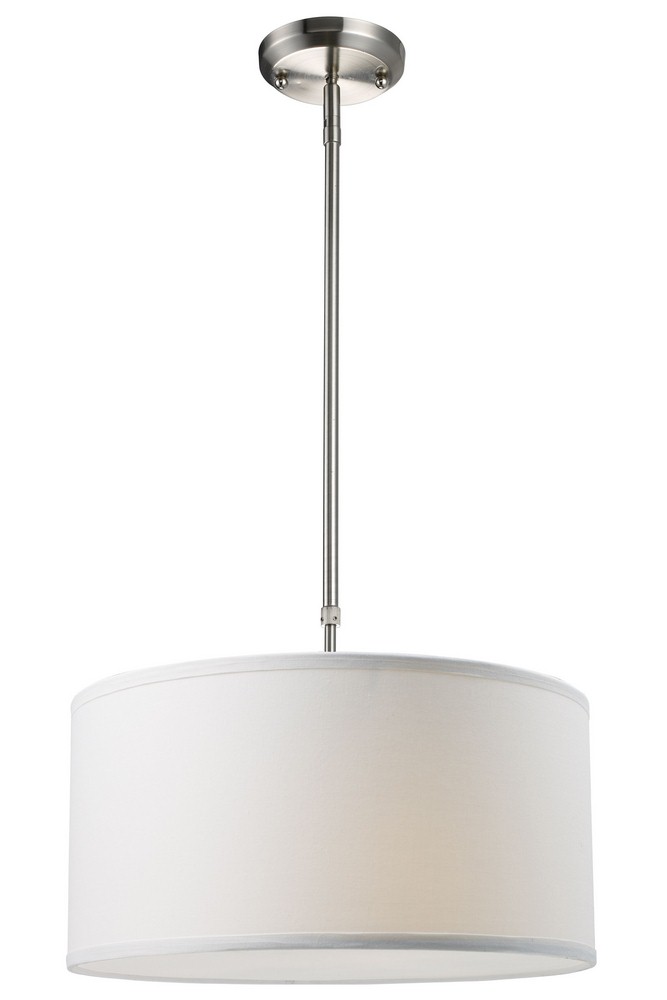 Z-Lite-171-16W-C-Albion - 3 Light Pendant in Metropolitan Style - 16 Inches Wide by 8 Inches High   Brushed Nickel Finish with White Linen Fabric Shade