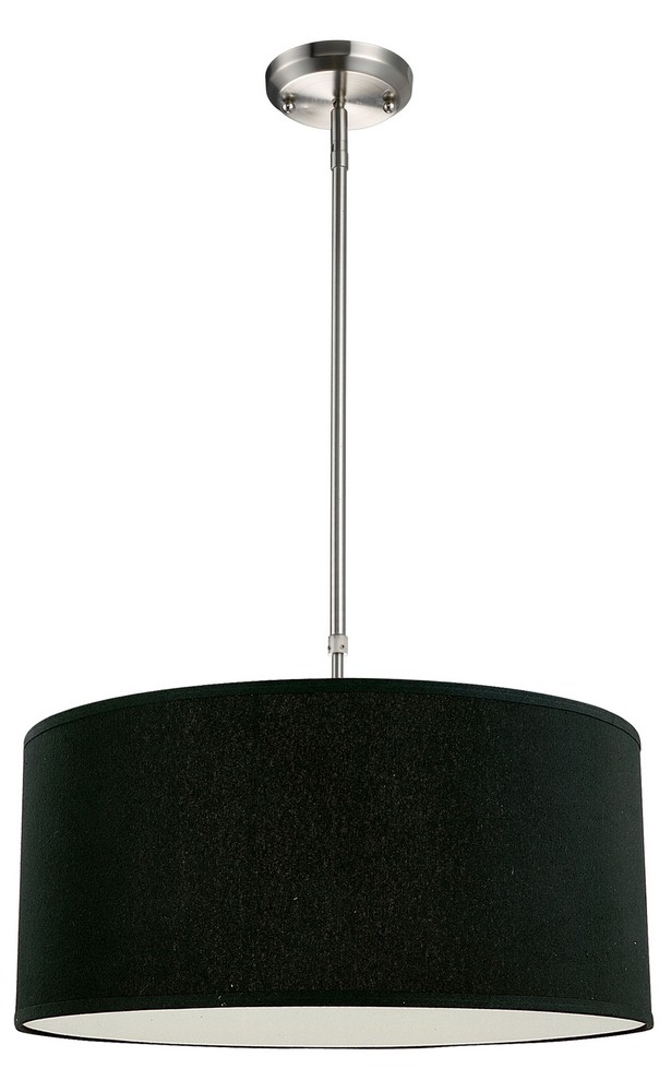 Z-Lite-171-20B-C-Albion - 3 Light Pendant in Metropolitan Style - 20 Inches Wide by 10.5 Inches High   Brushed Nickel Finish with Black Fabric Shade