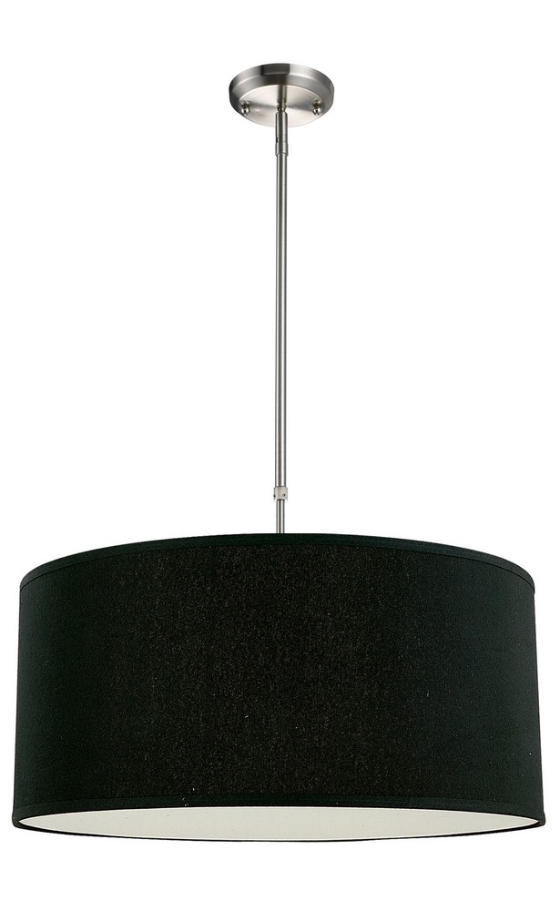 Z-Lite-171-24B-C-Albion - 3 Light Pendant in Metropolitan Style - 24 Inches Wide by 11.5 Inches High   Brushed Nickel Finish with Black Fabric Shade